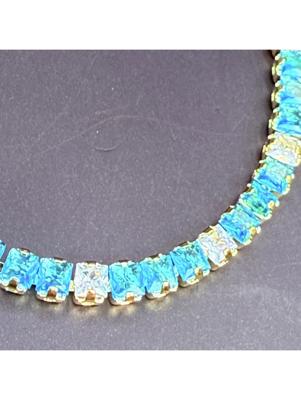 candy+clover aqua and clear rhinestoen crystal gold tone bracelet